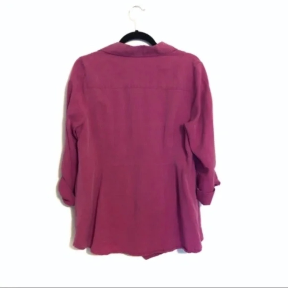 Soft Surroundings Collared Wrap Blouse Magenta - Picture 7 of 7